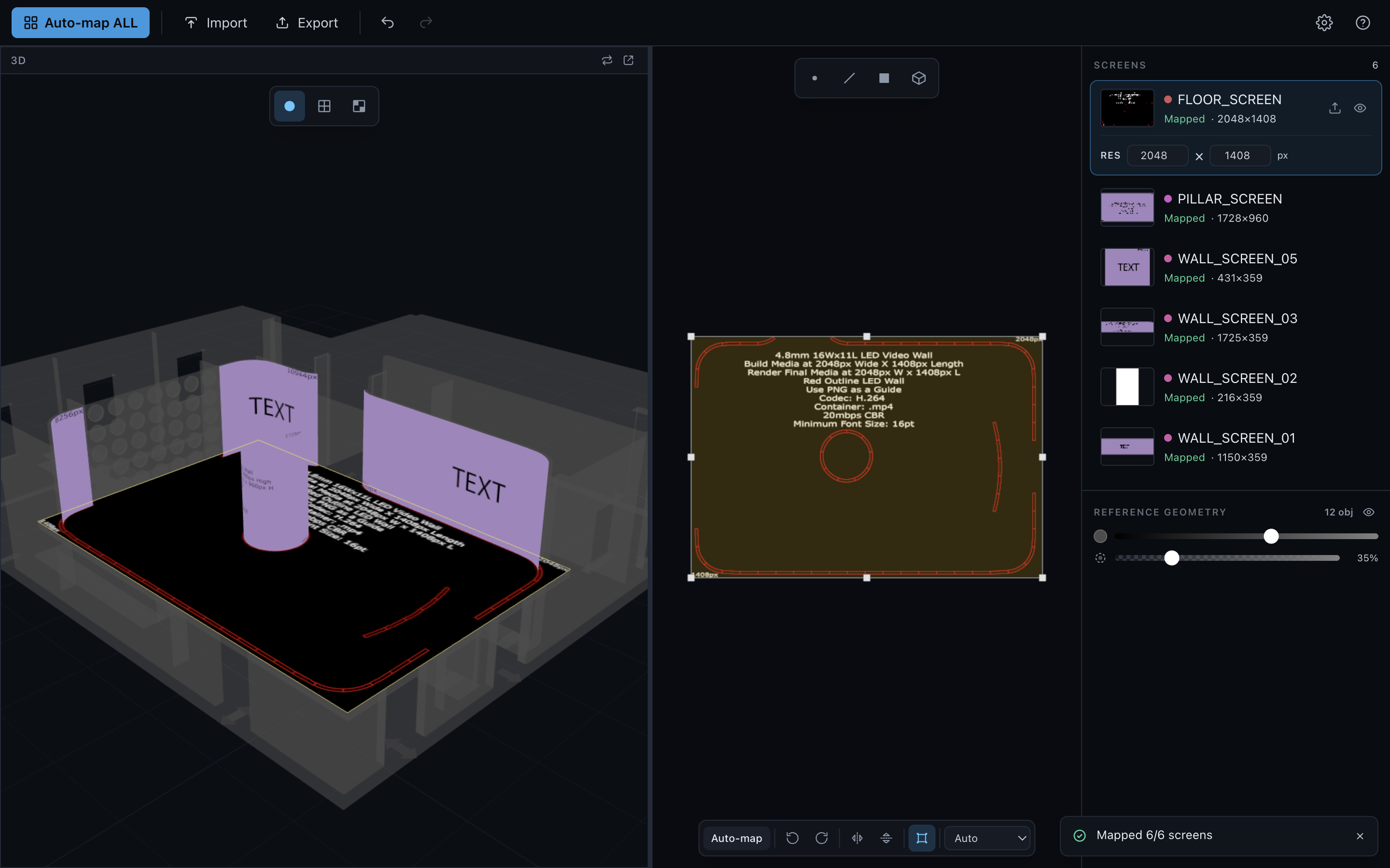 Auto-map ALL button, and the confirmation toast it produces