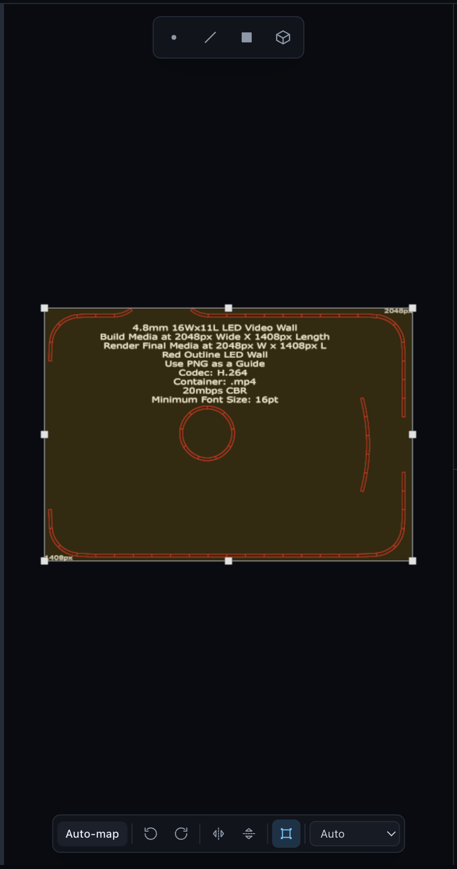 Free transform gizmo handles on a selected screen