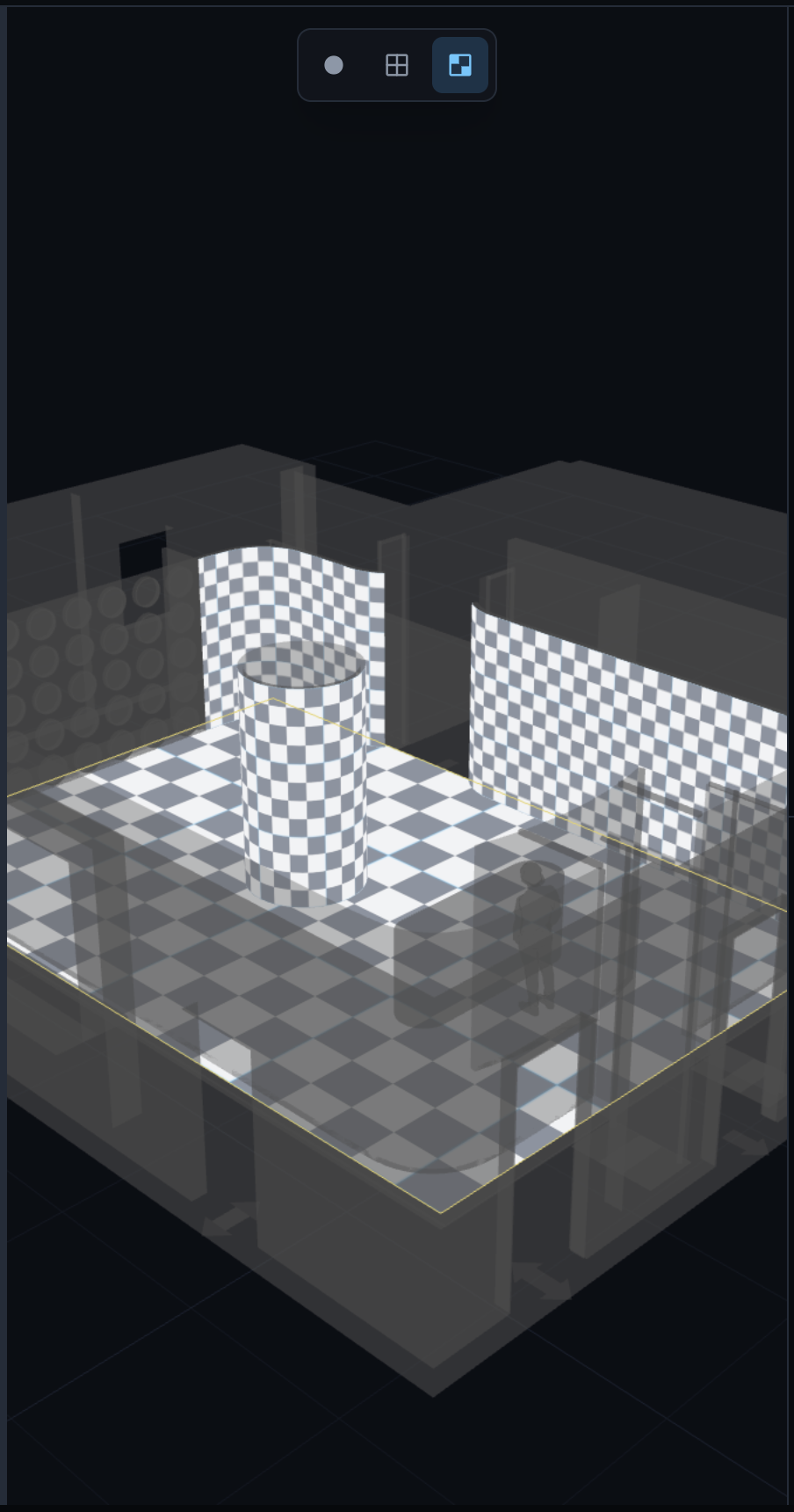 Checker mode — a UV-space checker pattern reveals stretching